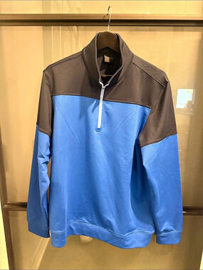 Dunning Colorblock Quarter Zip Pullover Men's Blue & Black - Medium
